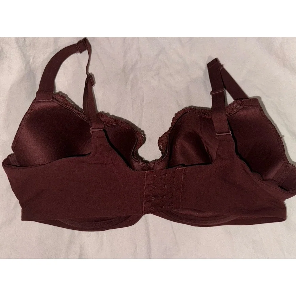 Skims fits everyone lace foam pad‎ cup lightly padded bra 42DD. Brown/maroon